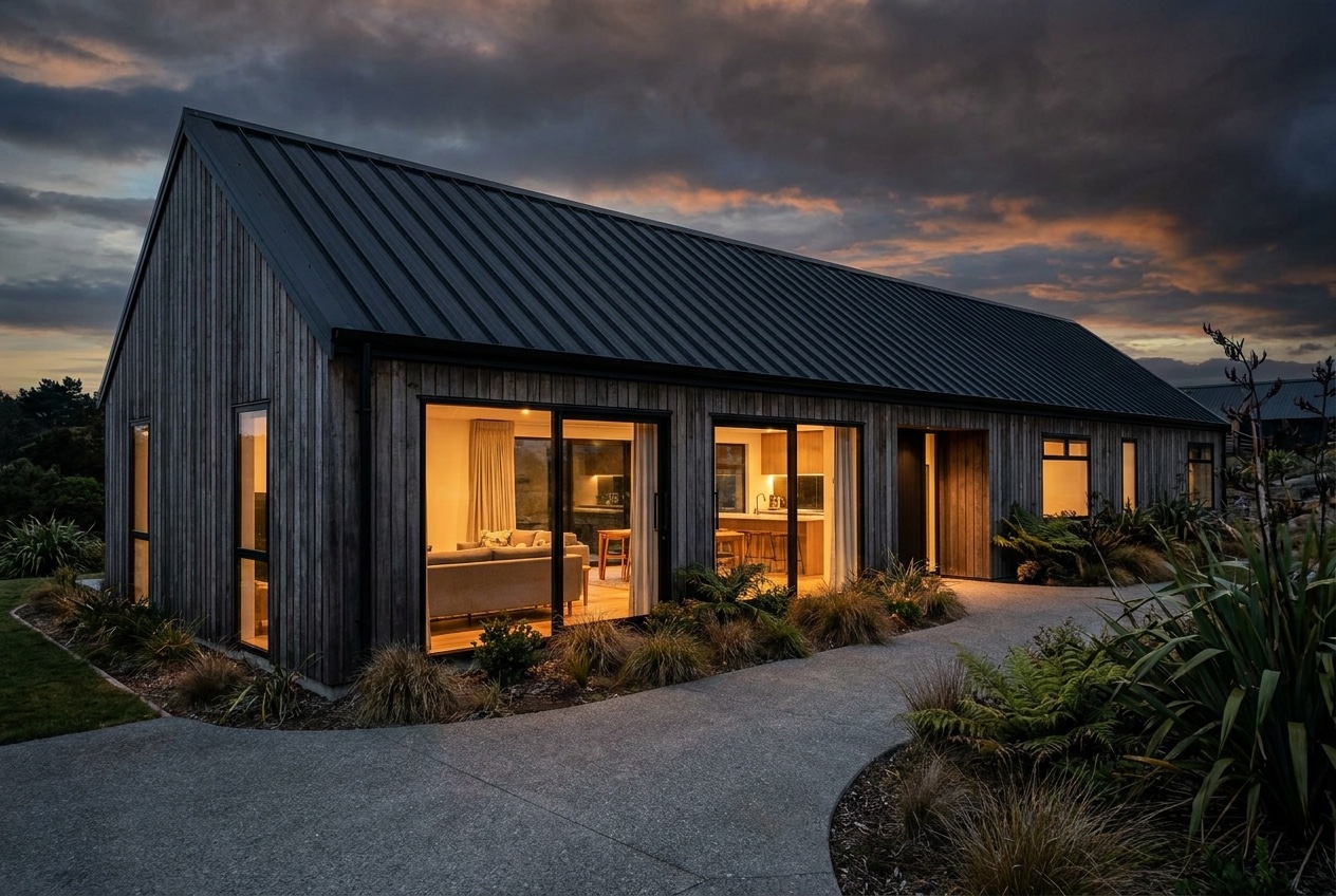 Modern dark-clad new build home